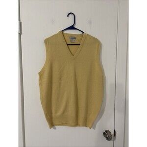 Munrospun Sweater Vest Jumper Mens Yellow Pure New Wool Pullover Grandad Softest